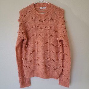 macaron peach embellished pink pom pom sweater